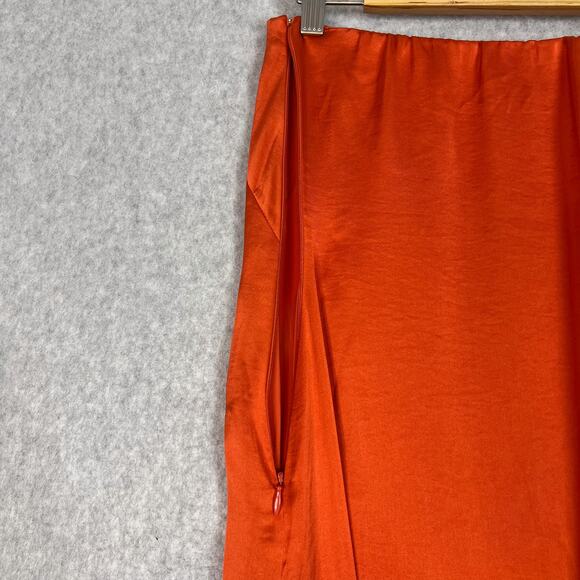 Abercrombie & Fitch Orange Satin Strapless Slip Maxi Dress Size Small - Picture 8 of 11
